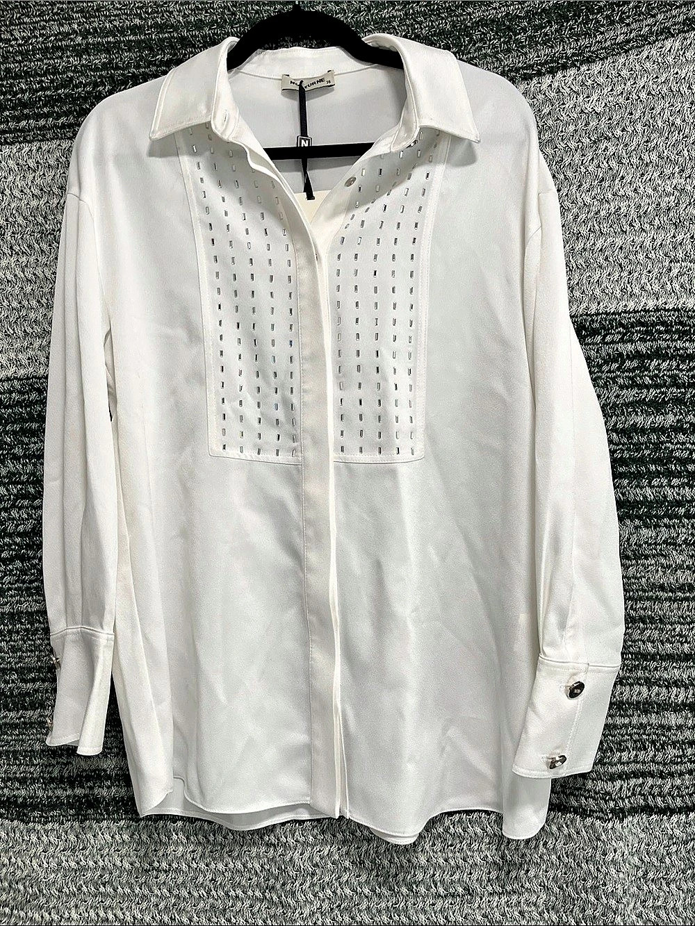 NOCTURNE White Embellished Button Down Size 36 NWT